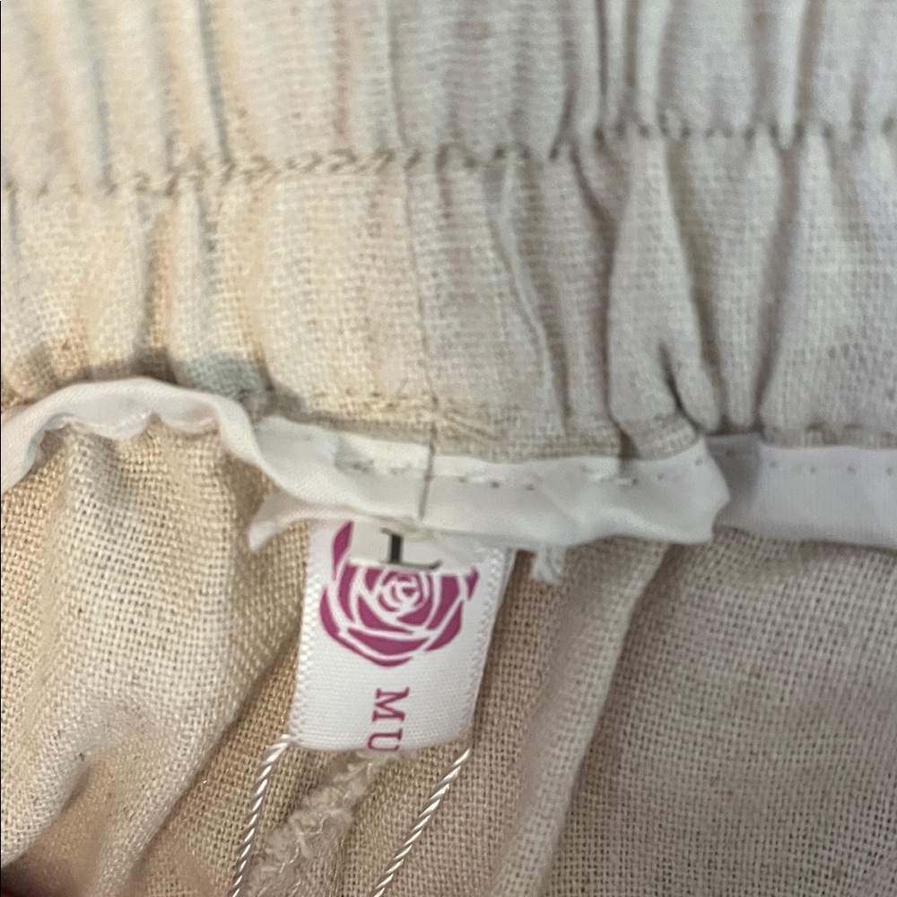 Cream Drawstring Pants - Picture 3 of 3